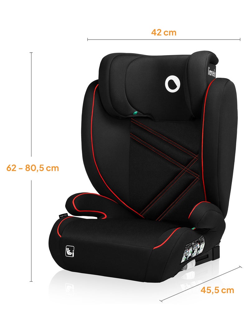 Siège auto 100-150cm LIONELO Hugo i-Size - ISOFIX - Groupe 2/3 - Appui-tête à mémoire de forme Noir Rouge - Kiabi