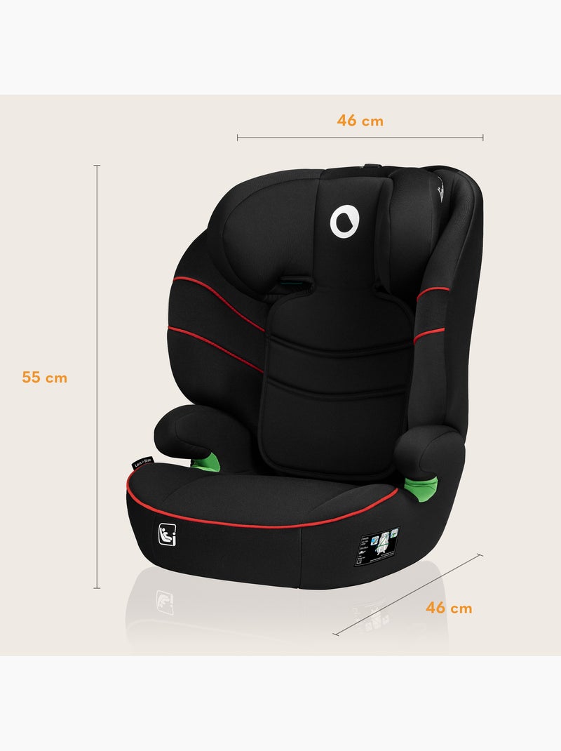 Siège auto 100-150cm LIONELO Lars i-Size - Assise large - Groupe 2/3 - Revêtement amovible Noir - Kiabi