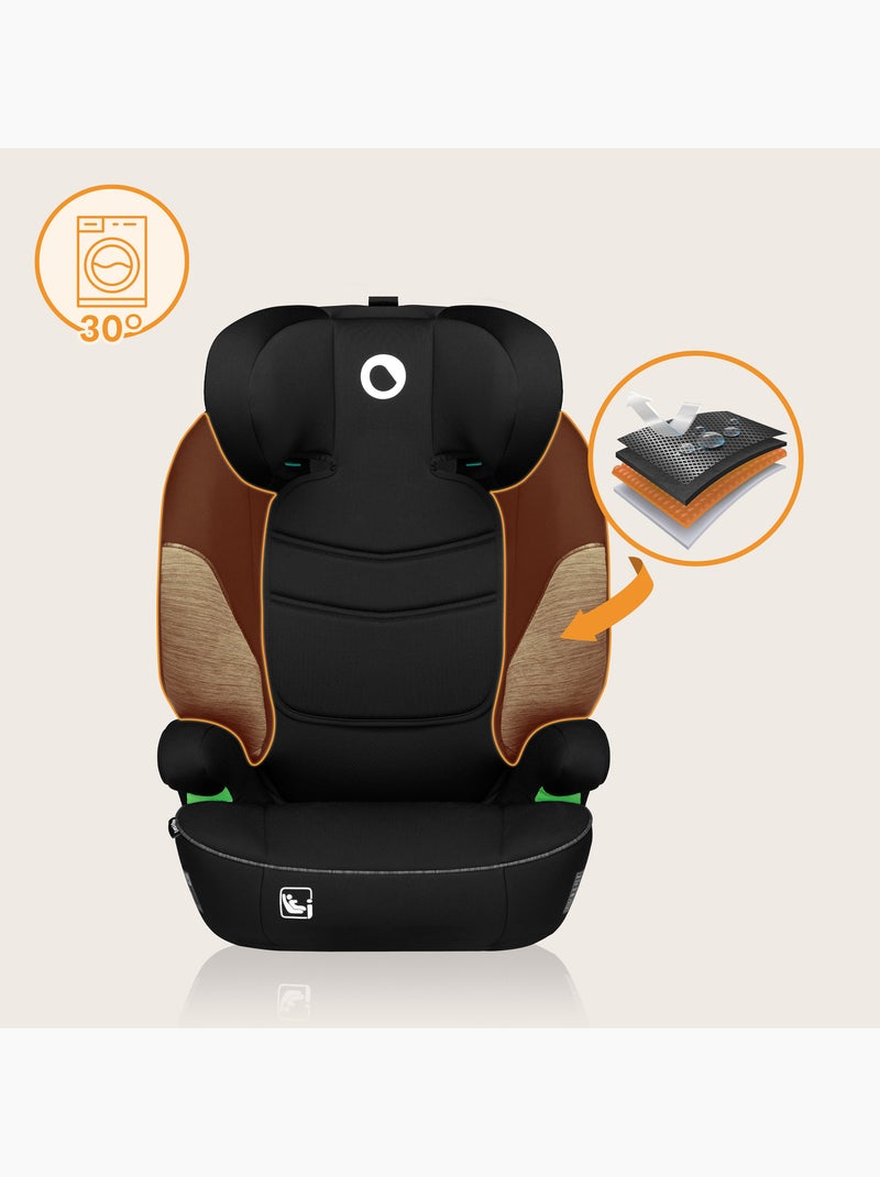 Siège auto 100-150cm LIONELO Lars i-Size - Assise large - Groupe 2/3 - Revêtement amovible Noir Gris - Kiabi