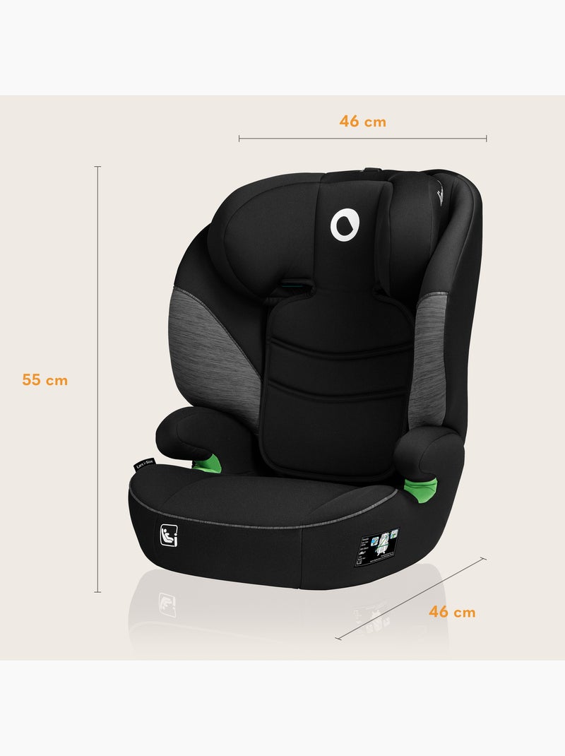 Siège auto 100-150cm LIONELO Lars i-Size - Assise large - Groupe 2/3 - Revêtement amovible Noir Gris - Kiabi