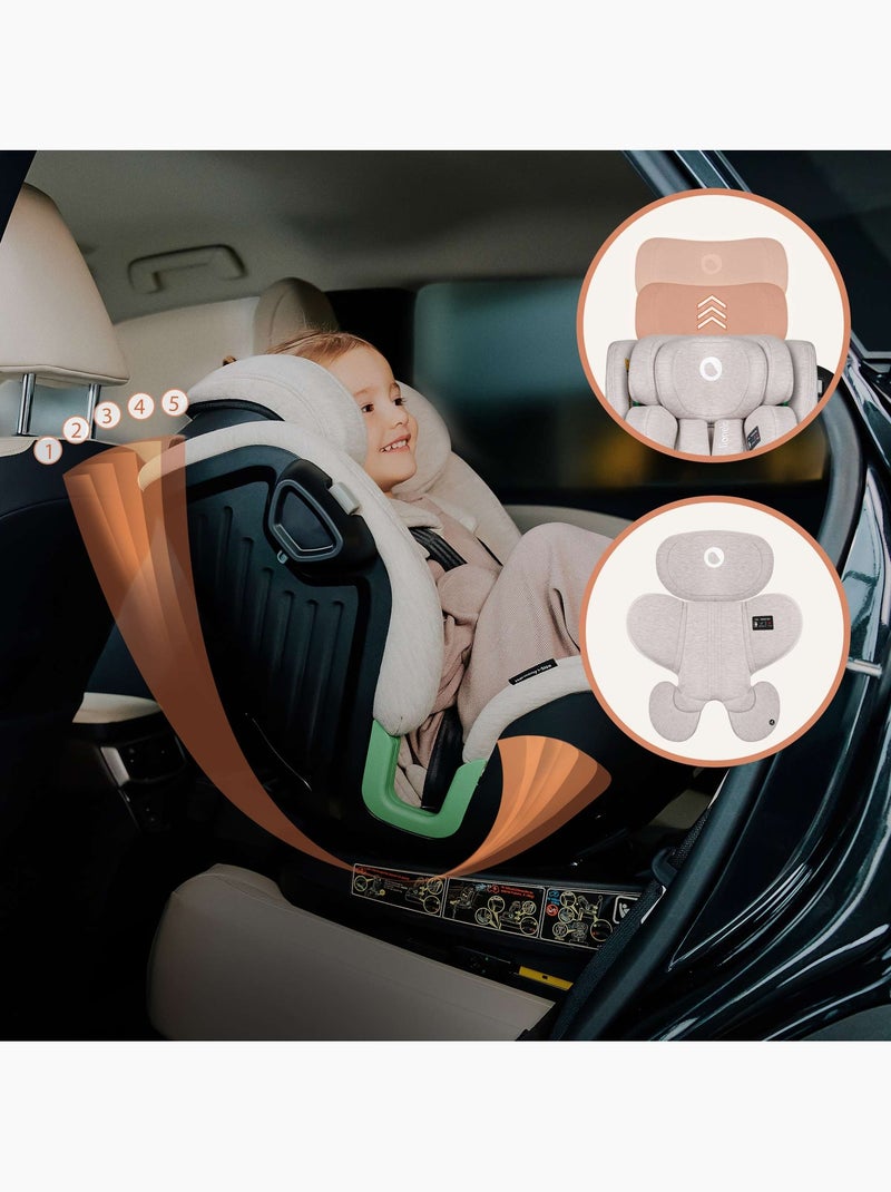 Siège auto 360° LIONELO Harmony i-Size - ISOFIX - 60% bambou - 40-150cm - Groupe 0+/1/2/3 Beige - Kiabi