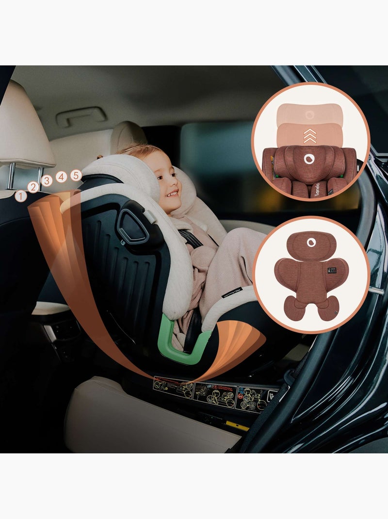 Siège auto 360° LIONELO Harmony i-Size - ISOFIX - 60% bambou - 40-150cm - Groupe 0+/1/2/3 Marron - Kiabi