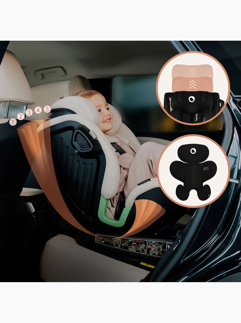 Siège auto 360° LIONELO Harmony i-Size - ISOFIX - 60% bambou - 40-150cm - Groupe 0+/1/2/3 Noir - Kiabi