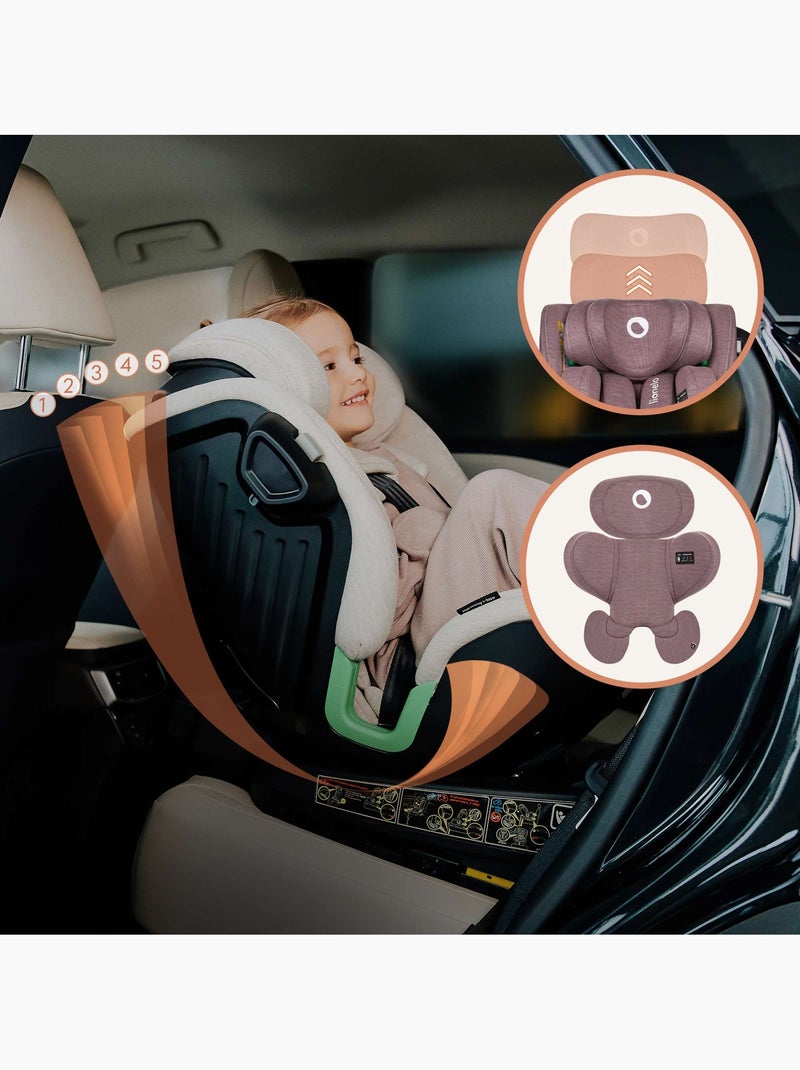 Siège auto 360° LIONELO Harmony i-Size - ISOFIX - 60% bambou - 40-150cm - Groupe 0+/1/2/3 Rose - Kiabi