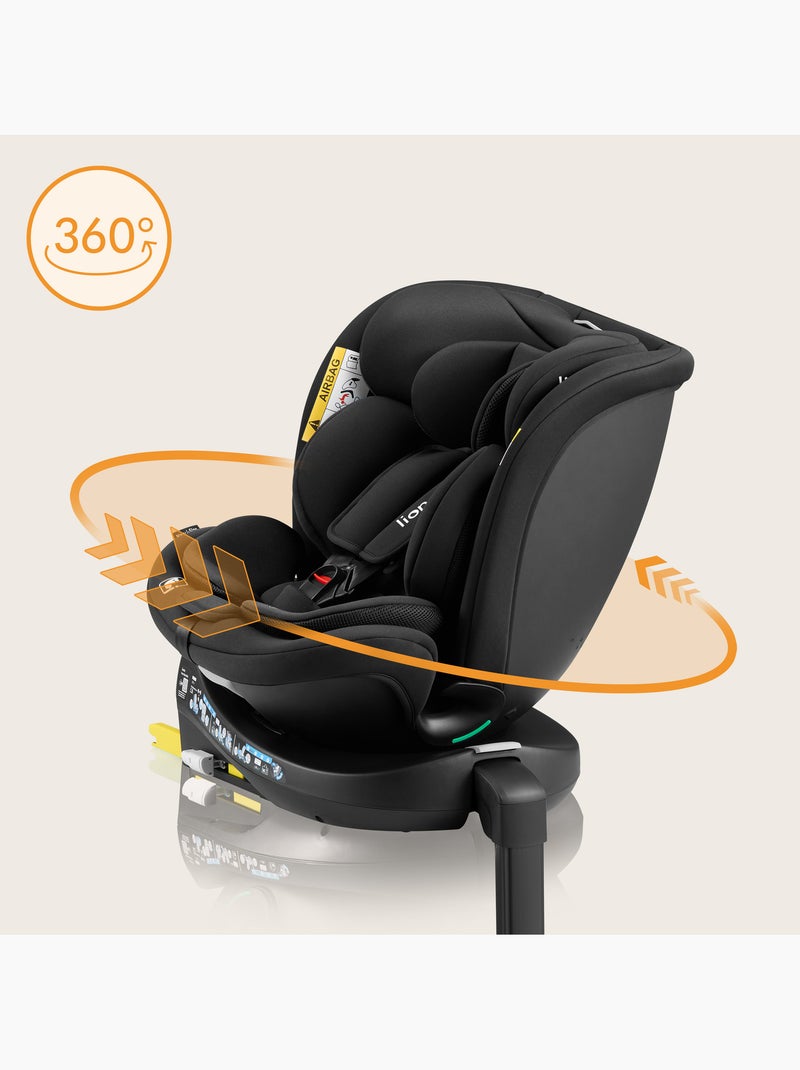 Siège auto 360° LIONELO Navy i-Size - ISOFIX - Ventilation du boîtier - 40-150 cm - 0+/1/2/3 Noir - Kiabi