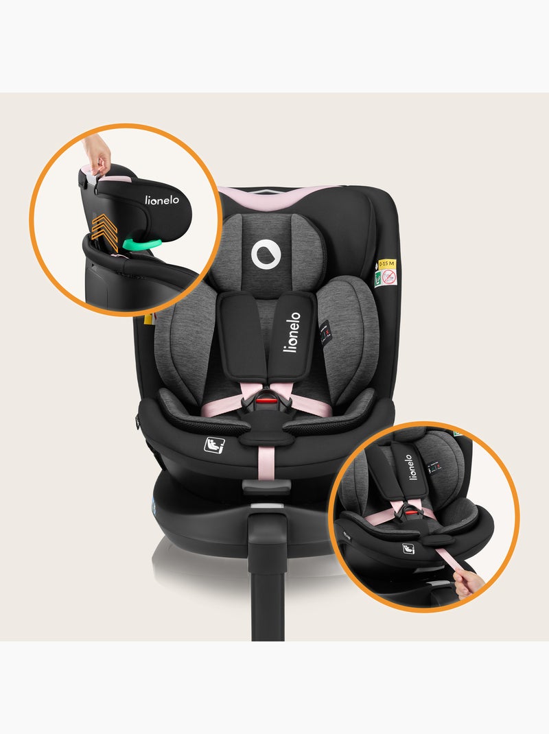 Siège auto 360° LIONELO Navy i-Size - ISOFIX - Ventilation du boîtier - 40-150 cm - 0+/1/2/3 Noir Rose - Kiabi