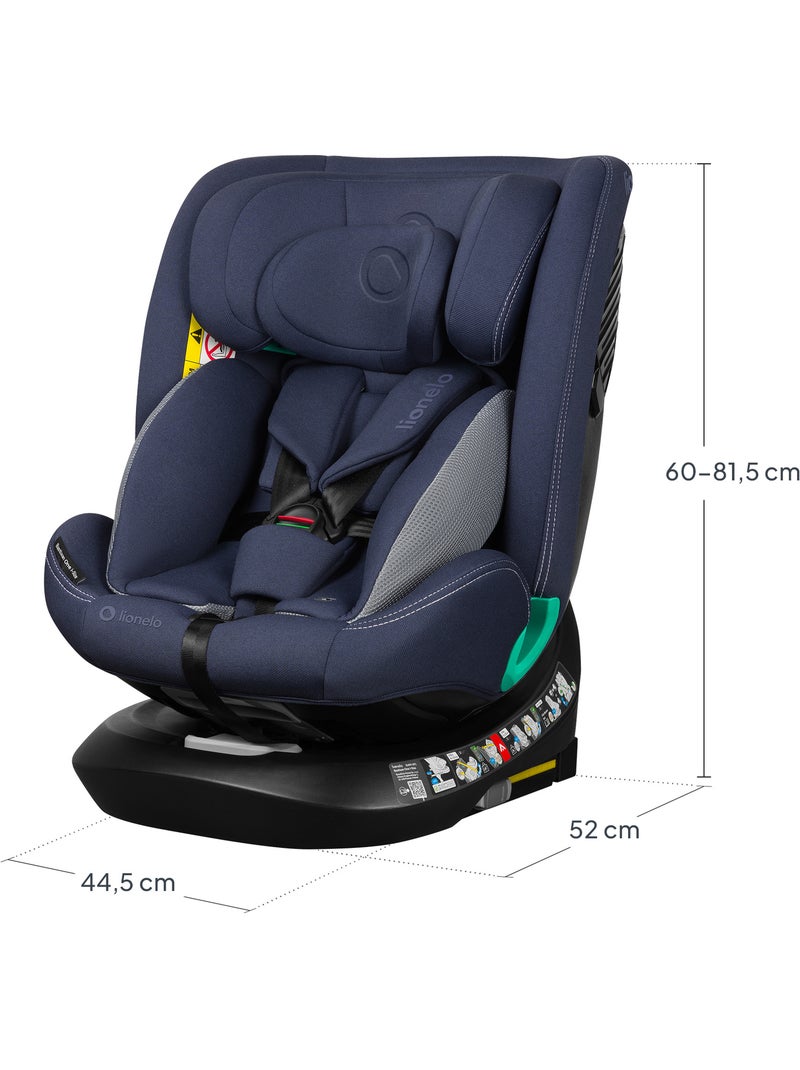 Siège auto 40-150cm LIONELO Bastiaan One i-Size - Base pivotante 360° - ISOFIX Bleu - Kiabi