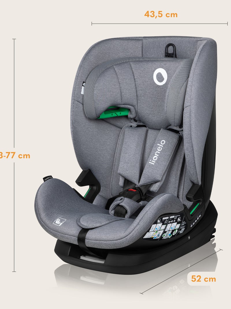 Siège auto 76-150cm LIONELO Lavender i-Size - ISOFIX - Ventilation - Groupe 1/2/3 Gris - Kiabi