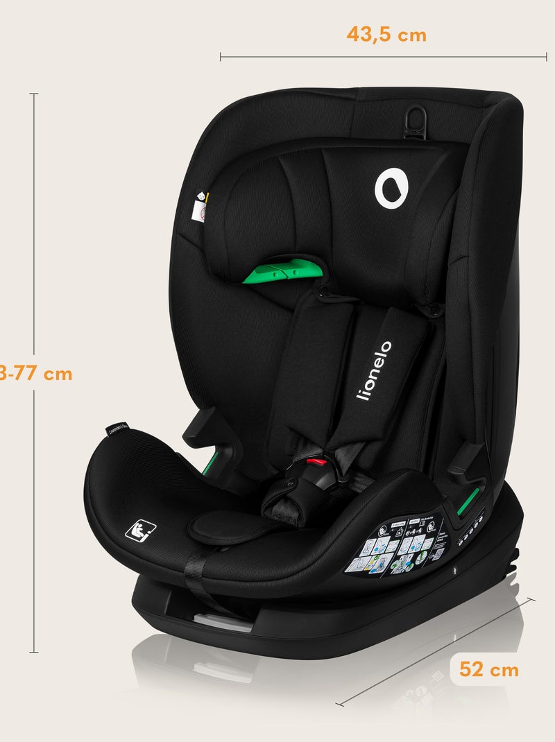 Siège auto 76-150cm LIONELO Lavender i-Size - ISOFIX - Ventilation - Groupe 1/2/3 Noir - Kiabi