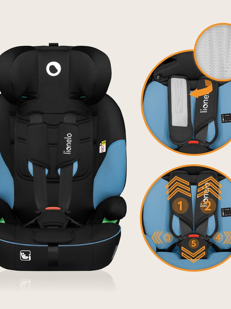Siège auto évolutif LIONELO Levi i-Size - 76-150 cm - Groupe 1/2/3 Bleu Noir - Kiabi
