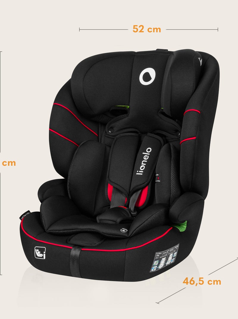 Siège auto évolutif LIONELO Levi i-Size - 76-150 cm - Groupe 1/2/3 Noir Rouge - Kiabi