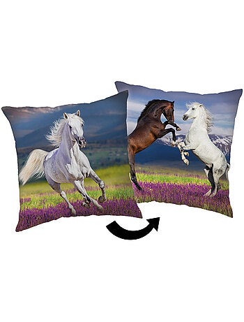 Sierkussen kinderen paarden fleece 40 x 40 cm –