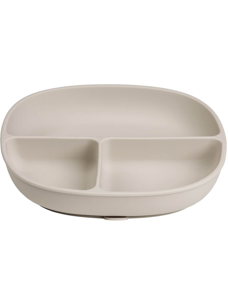 Siliconen babybord met zuignap en deksel Beige - Kiabi