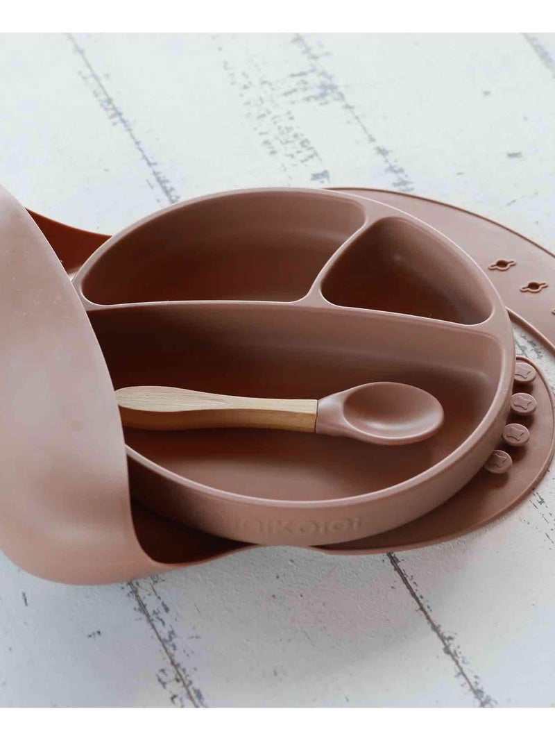 Siliconen babymaaltijdset Caramelbruin - Kiabi