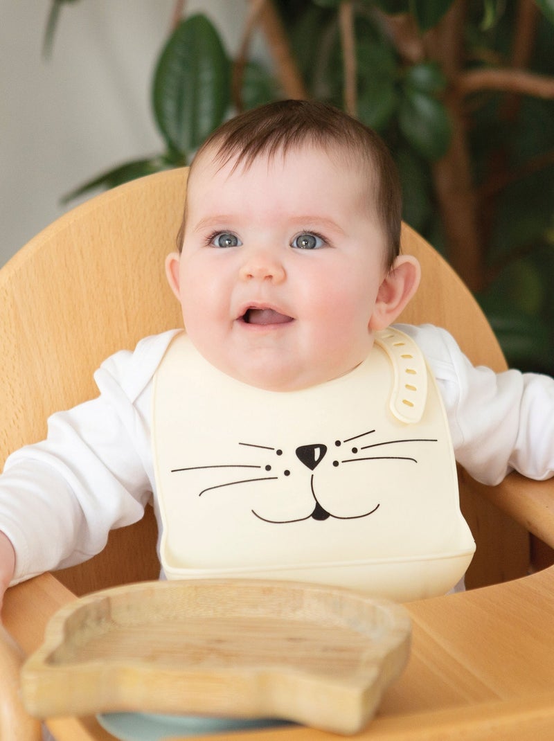 Siliconen slabbetje met opvangbakje voor baby Beige - Kiabi