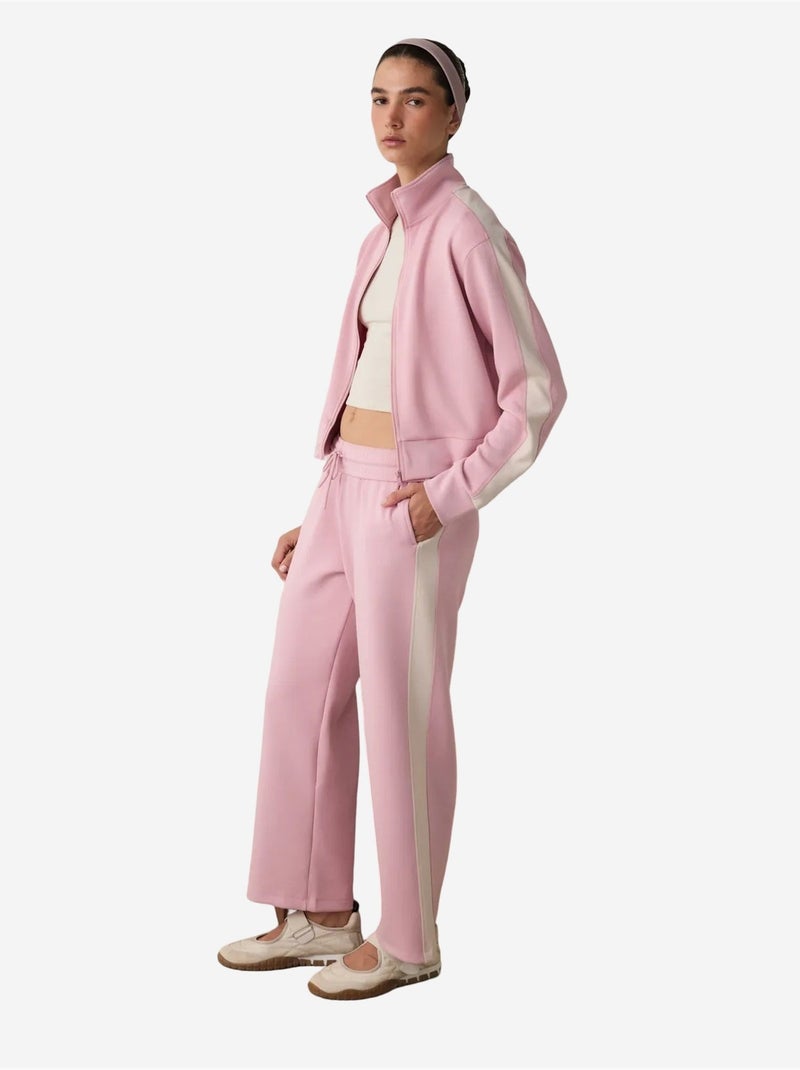 Silky feel joggingbroek met normale taille en inzetten penti Oudroze - Kiabi
