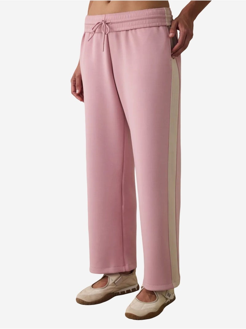 Silky feel joggingbroek met normale taille en inzetten penti Oudroze - Kiabi