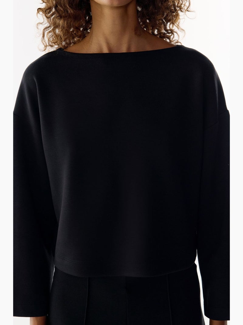 Silky touch top met lange mouwen penti Zwart - Kiabi