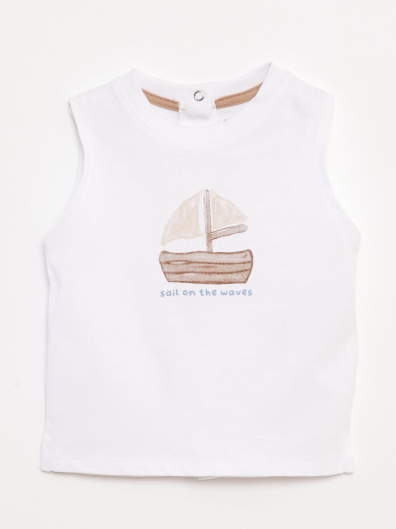 Singlet met bootprint Wit - Kiabi