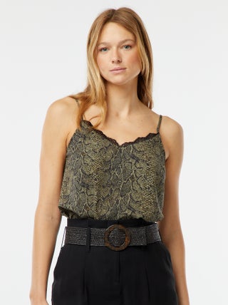 Singlet met kant langs de hals