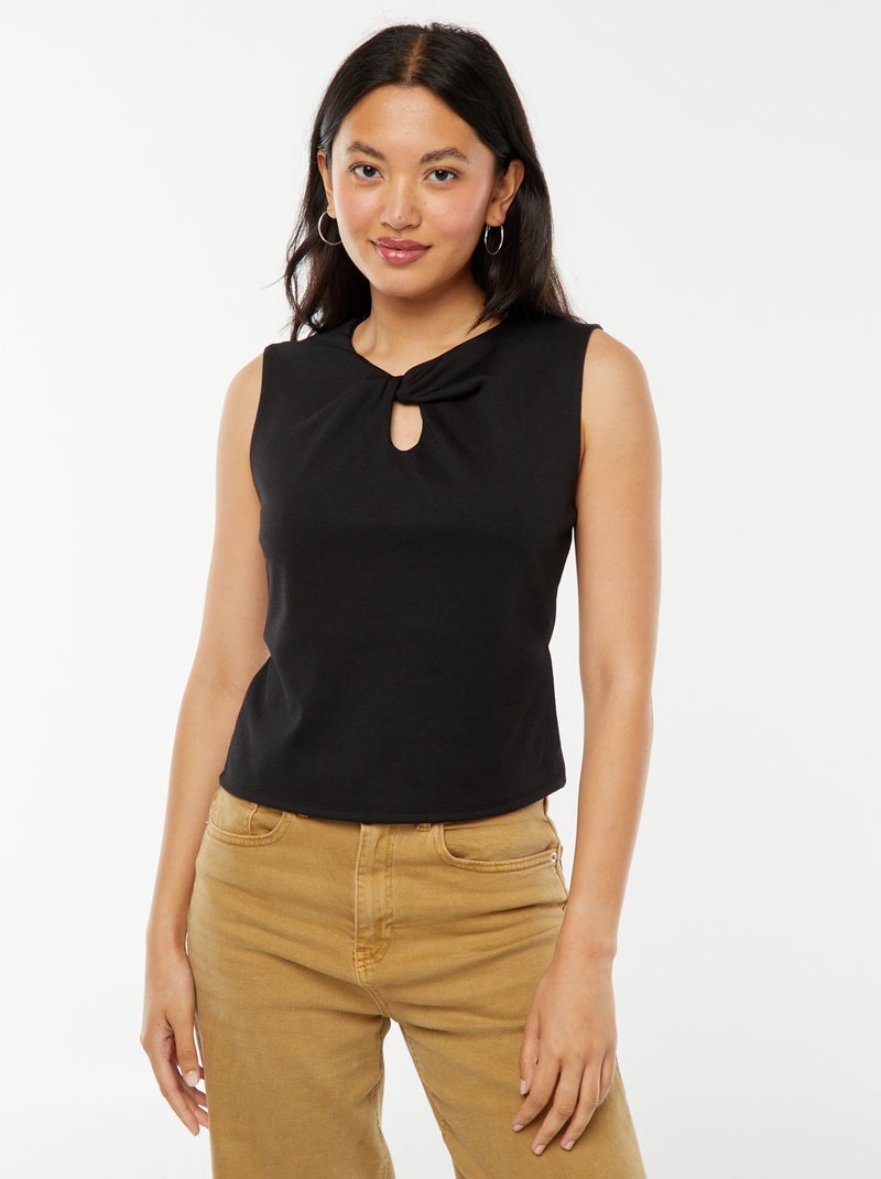 Singlet met originele kraag zwart - Kiabi
