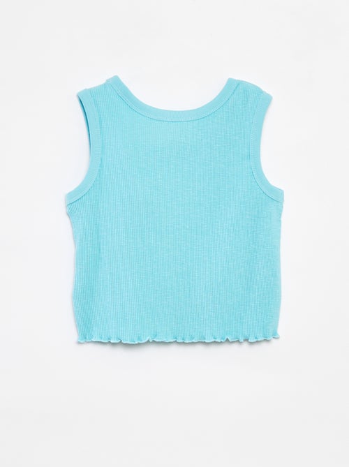 Singlet met ribbeltextuur en borduursel - Kiabi