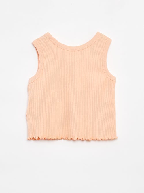 Singlet met ribbeltextuur en borduursel - Kiabi