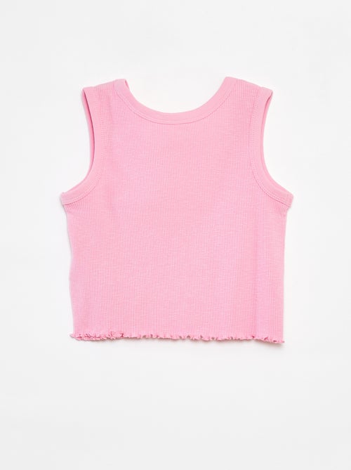 Singlet met ribbeltextuur en borduursel - Kiabi