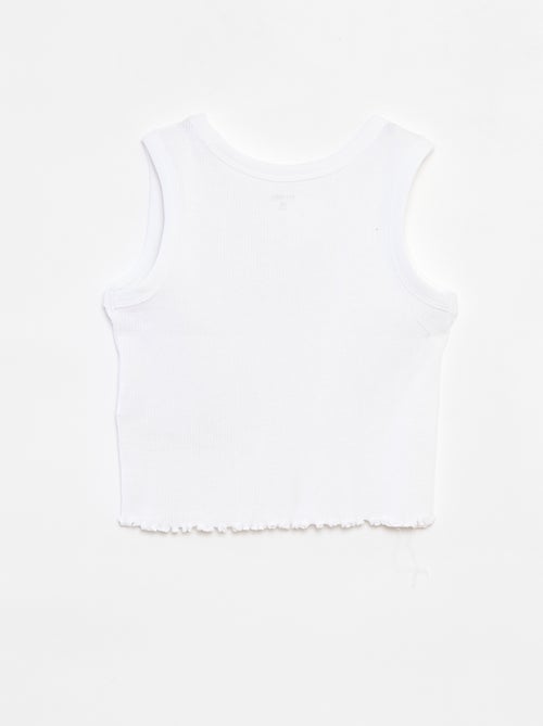 Singlet met ribbeltextuur en borduursel - Kiabi