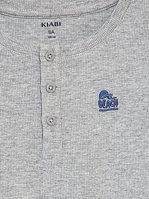 Singlet met ribbeltextuur en geknoopte kraag - Kiabi