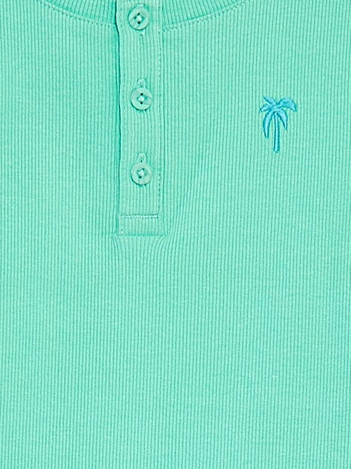 Singlet met ribbeltextuur en geknoopte kraag - Kiabi