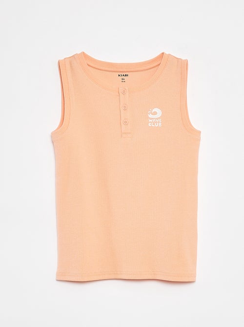Singlet met ribbeltextuur en geknoopte kraag - Kiabi
