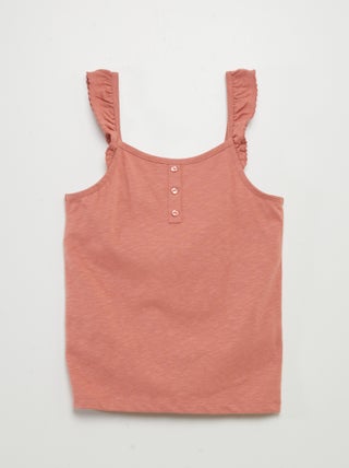 Singlet met ruches langs de schouderbandjes