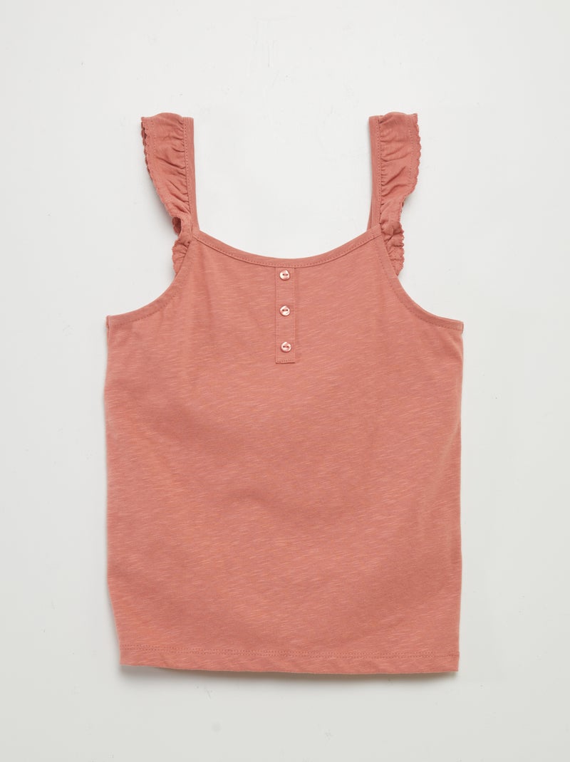 Singlet met ruches langs de schouderbandjes ROSE - Kiabi