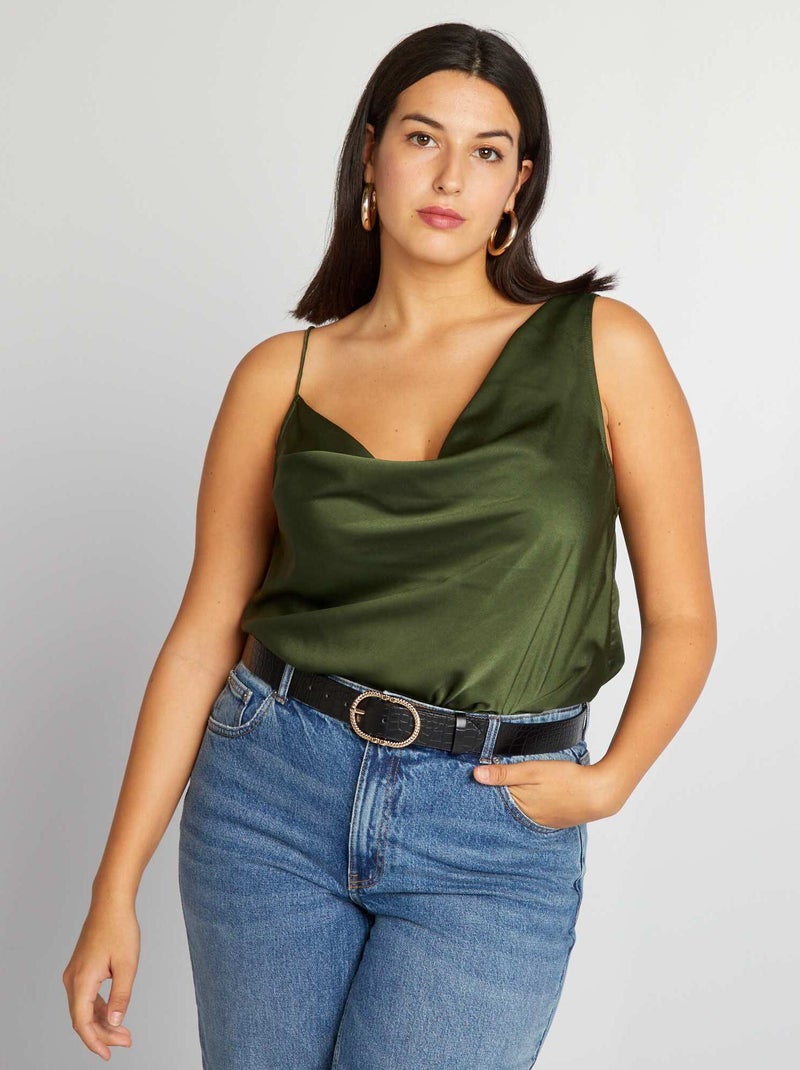 Singlet met satijnglans GROEN - Kiabi