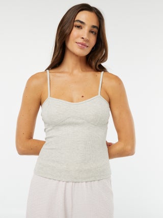 Singlet met smalle schouderbandjes en ribbeltextuur