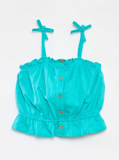 Singlet met spaghettibandjes en ruches - Kiabi