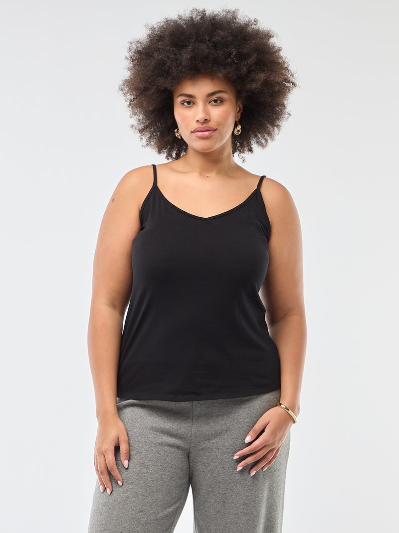 Singlet met spaghettibandjes zwart - Kiabi