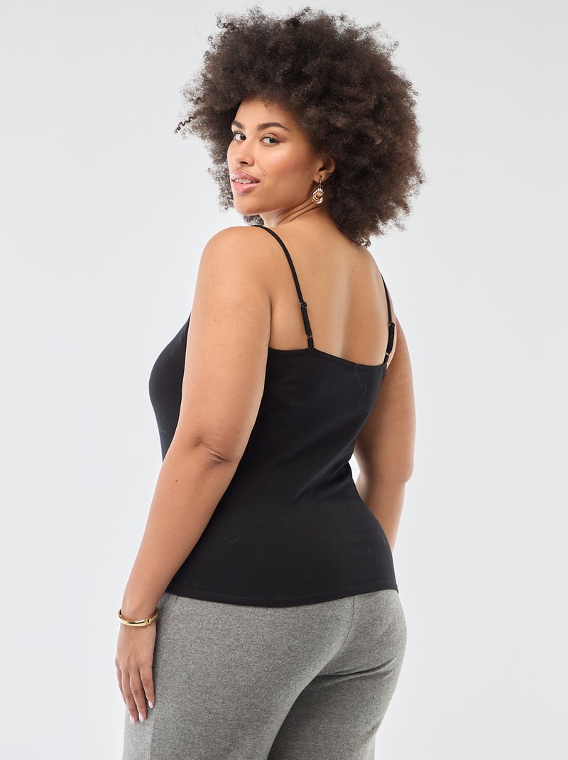 Singlet met spaghettibandjes zwart - Kiabi