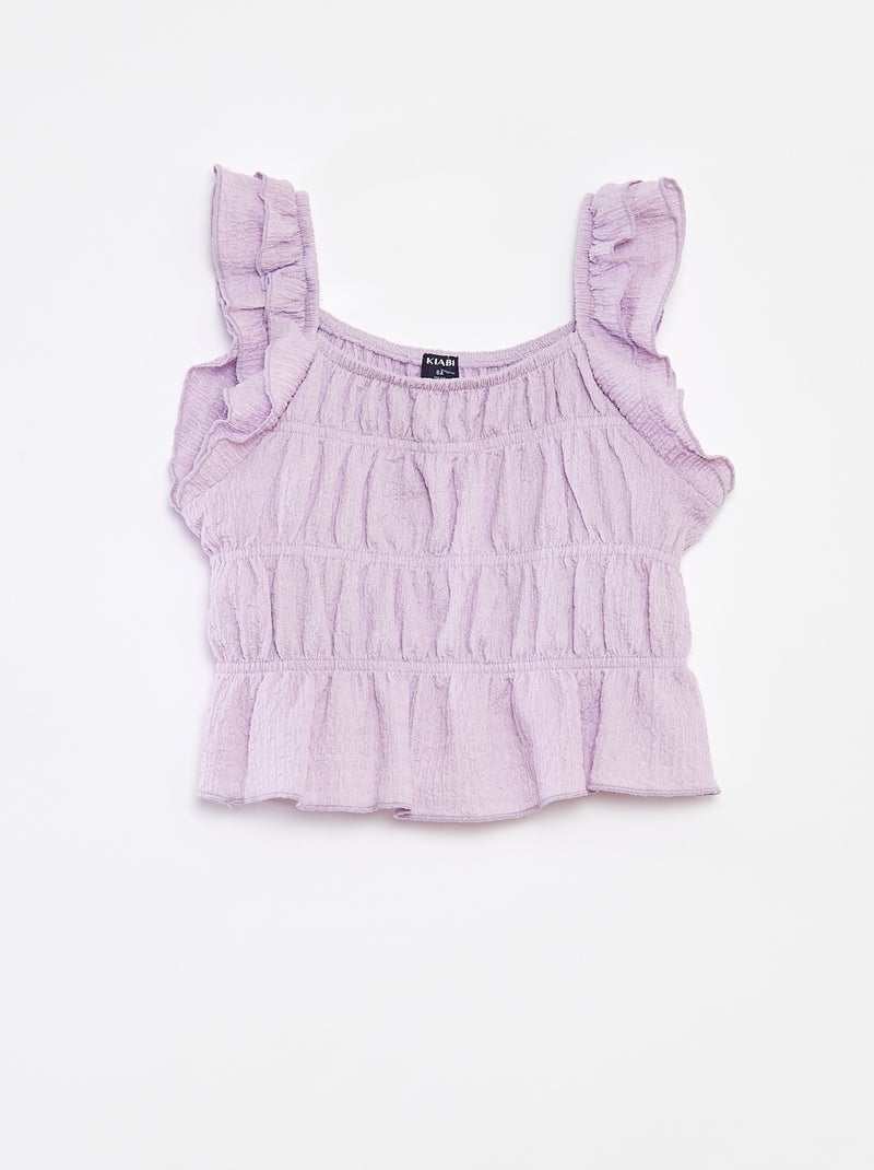 Singlet met wafeltextuur paars - Kiabi