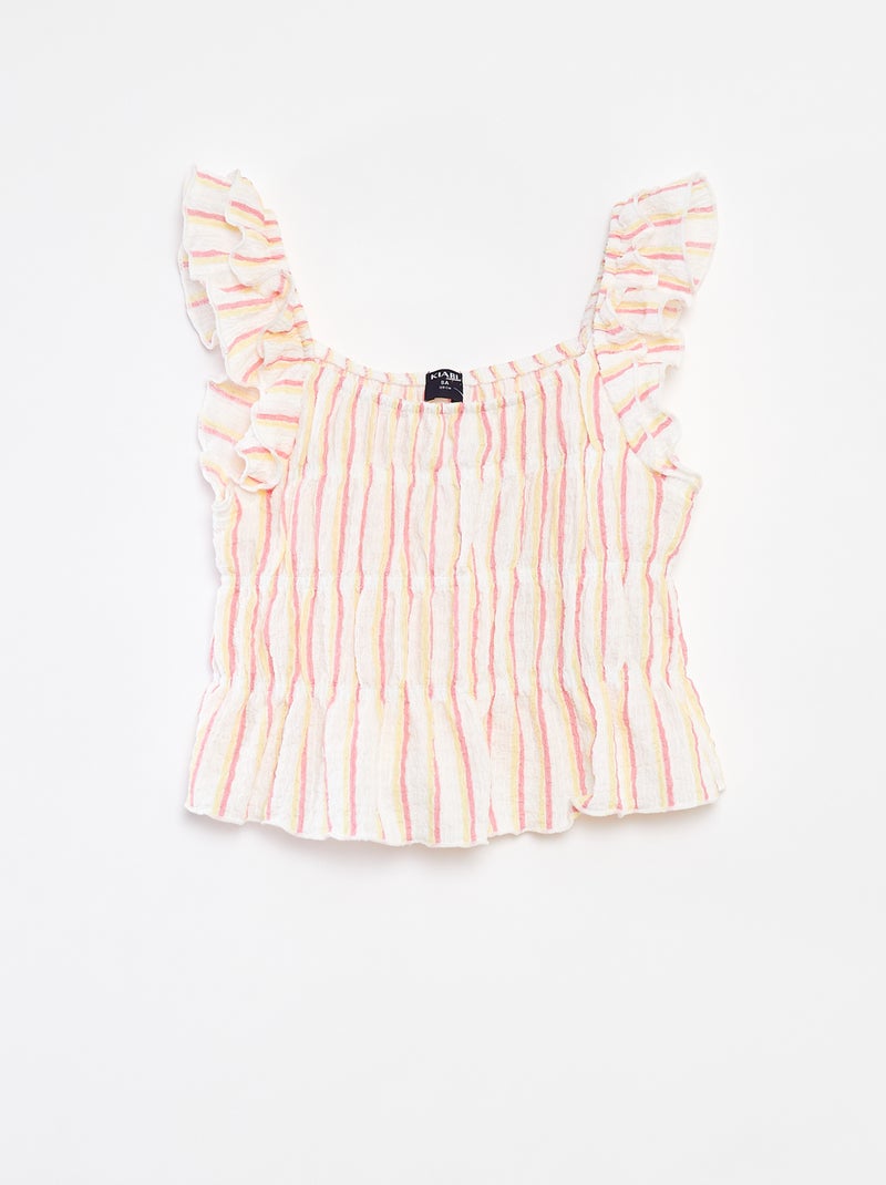 Singlet met wafeltextuur Wit - Kiabi