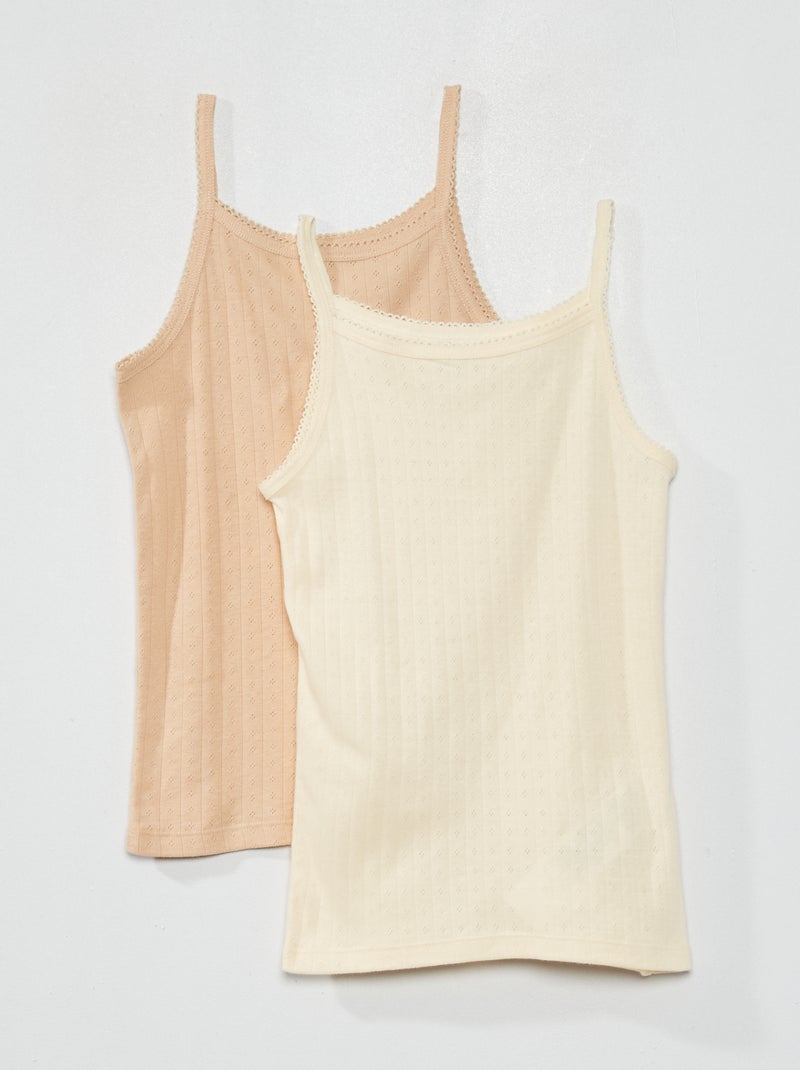 Singlet van jersey met ajourtricot BIEGE - Kiabi