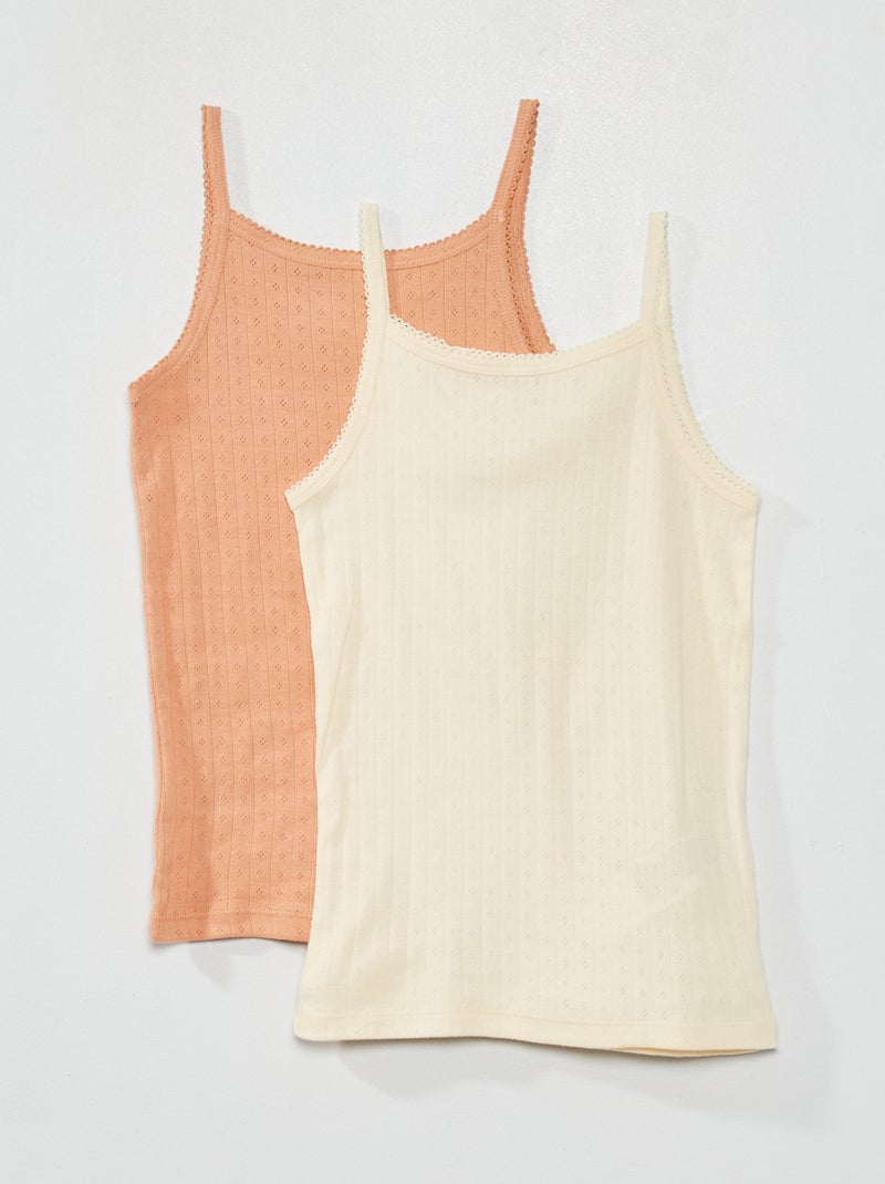 Singlet van jersey met ajourtricot BRUIN - Kiabi