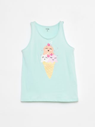 Singlet van jersey met print