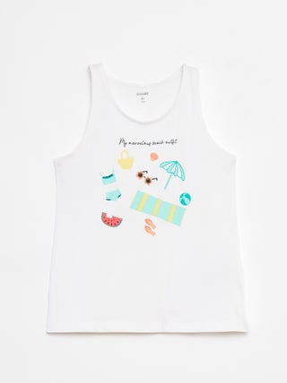 Singlet van jersey met print