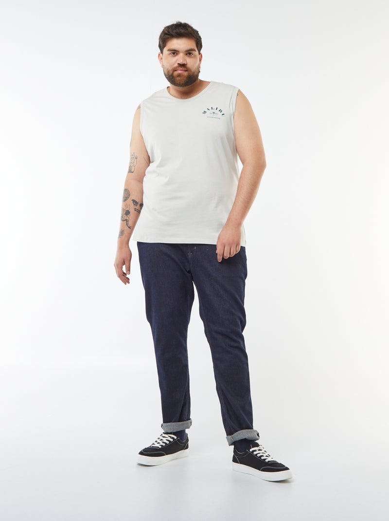 Singlet van jersey met recto/verso-print Biege - Kiabi