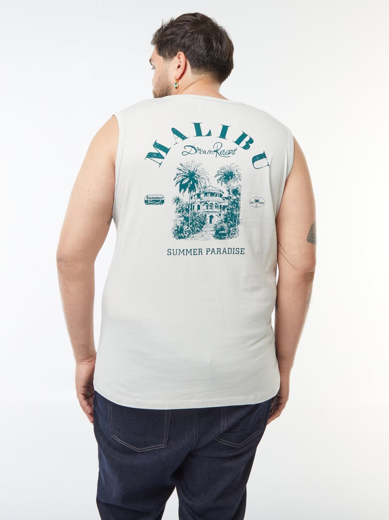 Singlet van jersey met recto/verso-print Biege - Kiabi