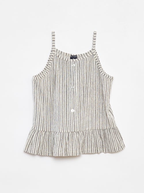 Singlet van kreukeltricot met smalle schouderbandjes - Kiabi
