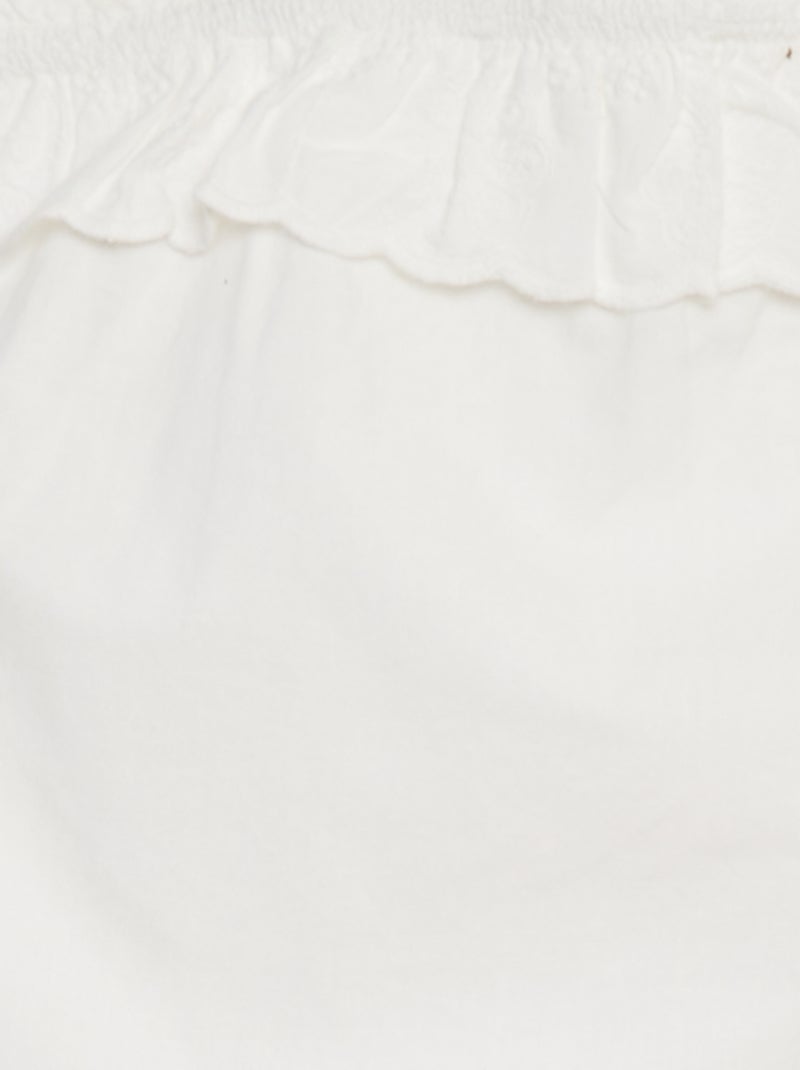 Singlet van licht, katoenen Engels kant WIT - Kiabi