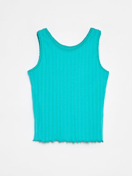 Singlet van ribstof met kant - Kiabi